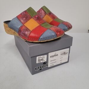 Women's Multicolor KARYOKA Patchwork Mules. European Size 39, US Size 8.